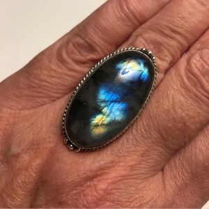 Labradorite Stamped 925 Sterling Silver Ring